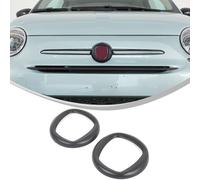 DIYUCAR Cubierta de anillo de decoración con logotipo delantero y trasero compatible con Fiat 500 2016-2025, marco de insignia delantera y trasera, anillo de emblema de capó y maletero, accesorios