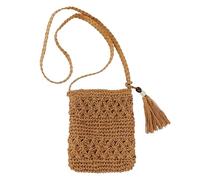 Diyxisk Bolsos Tejidos Crochet Paja Bolso Verano Mujer con Borlas Bolso Trenzado Ocio Hueco Bolsas Rafia Retro Bolsos Hechos a Mano, Adecuado para Viajes y Vacaciones de Mujeres (Marrón)