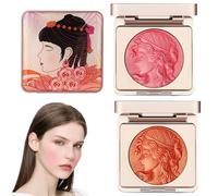 Diyxisk Coloretes en Polvo, 2 Piezas el úLtimo Peso Ligero Colorete, en Relieve Rubor, Brillo Natural, Rubor Resistente al Agua, Maquillaje Facialde Larga Duración (Naranja/Rosa)