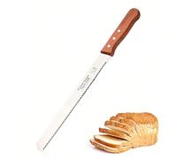 Diyxisk Importante Cuchillo Pan, Durable Cuchillo Sierra, Súper Afilado Cuchillos Acero Inoxidable, Ergonómico Cortador de Pan, Apto para Diferentes Tipos de Pan (Rojo Anaranjado)