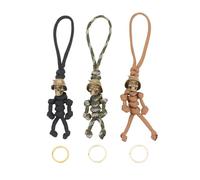 Diyxisk Llavero Hombre de 3 Piezas - Esqueleto Personalizado con Trenzado Paracord para Moto, Coche, Carteras, Equipaje y Maletas