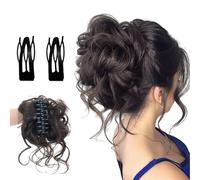 Diyxisk Pieza de pelo, 1 moño y 2 pines Bobby Pins, postizo trenzado, grande, versátil, para mujeres y niñas (marrón oscuro)