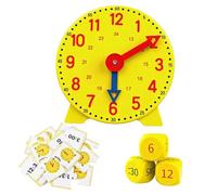Diyxisk Reloj de aprendizaje para niños de 12 cm con manecillas acopladas e | Reloj de aprendizaje para niños a partir de 6 manecillas acopladas, incluye 3 dados de 24 horas con indicador MINT