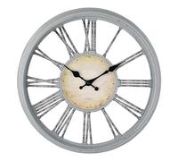 DIYZON Reloj de Pared de Estilo Vintage de Extra Grande 40CM con Números Romanos, Alimentado por Pilas para el Hogar, Relojes Clásicos Silenciosos sin Tictac para Sala de Estar, Dormitorio (Gris)