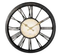 DIYZON Reloj de Pared de Estilo Vintage de Extra Grande 40CM con Números Romanos, Alimentado por Pilas para el Hogar, Relojes Clásicos Silenciosos sin Tictac para Sala de Estar, Dormitorio (Negro)