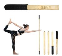 Dizetion Bastón de yoga plegable de 5.5 pies, equipo de estiramiento, bastón de ejercicio hecho de madera de fresno, accesorio de yoga con extremos de goma antideslizantes para flexibilidad,