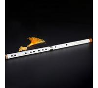 Dizi Kit Flauta Instrumento Principiante Adulto Profesional Bambú Amargo Flauta Transversal Enchufe Único Cobre (White,E Key)