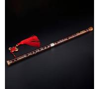 Dizi Kit Flauta Instrumento Principiante Adulto Profesional Bambú Amargo Flauta Transversal Enchufe Único Cobre (Brown,E Key)