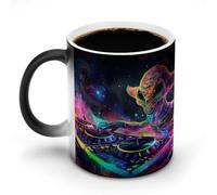 DJ Aliens Galaxy - Taza de café de cerámica sensible al calor con asa que cambia de color, regalos divertidos, 325 ml