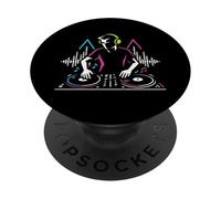 DJ at Turntables Electronic Music EDM Party Clubbing Graphic PopSockets PopGrip Adhesivo