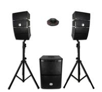 DJ BMS12 Array - Altavoces satélite 2.1 de 1000 W + caja + patas - USB/SD/Bluetooth + luz ovni
