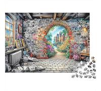DJ Cat Night Sturdy Paper Graffiti Wall with Hidden Village View Jigsaw Puzzle Stress Relief Birthday Gift 70x50cm/1000pcs