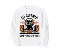 DJ Catnip Drop The Beat & Paws Funny Cat DJ Auriculares de Vinilo Sudadera