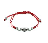DJ CIUDAD DE JOYAS Pulsera Oficial acero Sevilla FC bolas y macramé rojo