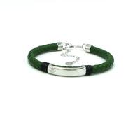 DJ CIUDAD DE JOYAS Pulsera Oficial Real Betis en cuero y acero. Placa lisa con Tarjeta