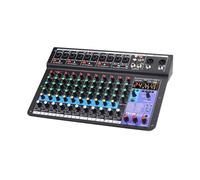 Dj Console Micfuns - Mezclador de audio de escenario de 12 canales de 48 V con computadora USB, Bluetooth, mezclador de efectos digitales integrado para estudio de grabación de música, escenario en