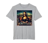 DJ de Mona Lisa Camiseta, Hombre Tallas Grandes, Gris Jaspeado, 6X Alto