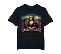 DJ de Mona Lisa Camiseta, Hombre Tallas Grandes, Negro, 5X Alto