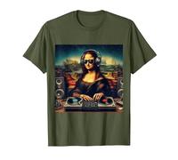 DJ de Mona Lisa Camiseta, Hombre, Verde Oliva, S