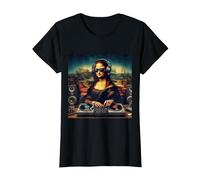 DJ de Mona Lisa Camiseta, Mujer, Negro, XS