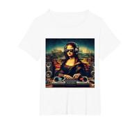 DJ de Mona Lisa Camiseta, Mujer Tallas Grandes, Blanco, 4XL Grande