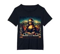 DJ de Mona Lisa Camiseta, Mujer Tallas Grandes, Negro, 3XL Grande