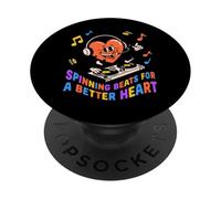 DJ Heart Design: latidos giratorios para un corazón Mejor PopSockets PopGrip Adhesivo