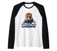 DJ Lion DJ Dance Party Music Tocadiscos Disco Jockey Animal Camiseta Manga Raglan