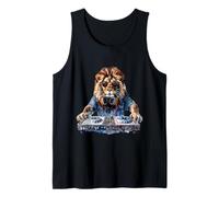DJ Lion DJ Dance Party Music Tocadiscos Disco Jockey Animal Camiseta sin Mangas