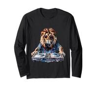 DJ Lion DJ Dance Party Music Tocadiscos Disco Jockey Animal Manga Larga
