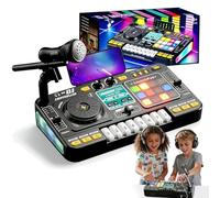 DJ Mesa de mezclas para niños de 3 a 10 años - DJ Pult Juguetes con Micrófono, Luz LED, 100+ efectos de sonido, teclas de piano, Scratch & Grabación, Controlador de DJ Juguetes musicales para niños y