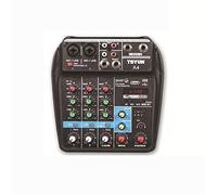 DJ Mixer Powered Mixer A4 4 canales Pure Stage Mixer Stage Outdoor Performance Conference Audio con MP3 Bluetooth Reverb Live Mixer Support USB/SD Card Compact Mixing Console (Negro 185x150