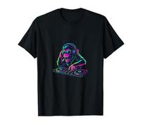 DJ Mono en Mesa de Mezclas, ilustración dinámica, Fiesta de Club Camiseta