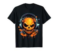 DJ Musique Casque crâne citrouille Halloween Homme Femme Camiseta