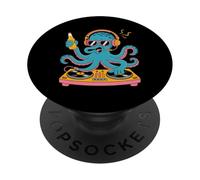 DJ Pulpo Fiesta Con Auriculares Y Bebida PopSockets PopGrip Adhesivo