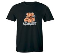 DJ Teddy Bear tee House Music Party Funny Black Crew Neck T-Shirt for Men Black(Medium)