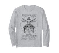 DJ Turntable Hombre Vitruvio Leonardo Da Vinci Club Music Manga Larga