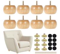 DJAPWPX - 12/8 patas de madera para muebles, patas de madera de goma maciza con tornillos, patas redondas para moño, juego de repuesto para sofá, cama, tocador (8)