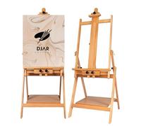 DJAR Caballete de estudio de madera con marco en H, soporte ajustable de madera de haya maciza para acuarela, acrílico y pintura al óleo, sostiene lienzo de hasta 61 pulgadas, natural