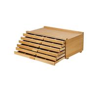 DJAR Caja de almacenamiento de suministros de arte de 6 cajones, organizador portátil de madera de haya con separadores extraíbles para pinceles, pasteles, marcadores y otras herramientas de arte,