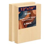 DJAR Paneles de lienzo de madera para pintar, paquete de 2 paneles de lienzo de madera de 12 x 16 pulgadas para verter pintura, manualidades, acrílico y pintura al óleo