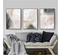 DJBCNQCD Pintura En Lienzo Gris Beige Acuarela Abstracta Mínima Impresión Artística Escandinava Moderno Mural Sala De Estar Decoración Del Hogar, Sin Marco(60 * 90cm)