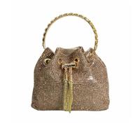 DJBM Bolso de mano de diamantes completos para mujer, bolso de mano con diamantes de imitación, bolso de noche para mujer, fiesta, baile, cóctel, boda, Oro