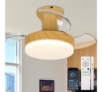 DJChen Ventilador Techo Aspas Plegables Retráctiles Pequeño Con Luz, 52cm Lampara Ventilador Techo Silencioso Dormitorio Salon, Led Regulable Función de Memoria, 6 Velocidades Motor DC Reversible