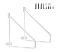 DJCYGG 2 Piezas Soportes de Estante de Metal,Soporte para Estanterías de Pared,Escuadra para Estanterías Flotantes para Decoración Estar,Cocina Libros Estante,con Tornillos (30cm,Blanco)