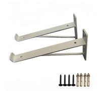 DJCYGG 2 Piezas Soportes para Estantes de Pared,Escuadra para Estanterías Metalicas,Soporte para Estantería Pesados para Dormitorio Cocina Libros Estante,con Tornillos,Plata (35cm)