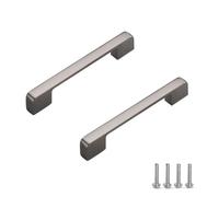 DJCYGG 2 Piezas Tiradores de Puerta de Armario,Manija de Muebles Cocina,Manillas de Aleación de Zinc para Cajones,Tirador para Gabinete,Tornillos Incluidos (Espacio Agujero 192mm,Gris-1)