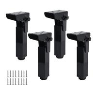 DJCYGG 4 Pcs Patas de Mesa Plegables de Hierro,Pies de Soporte para Muebles Regulables,Piernas de Repuesto de Metal para Escritorio,Mesa de Centro,con Tornillos,Negro (20cm)