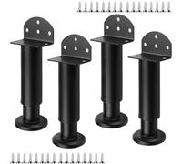 DJCYGG 4 Pcs Patas para Muebles Altura Regulables,Pies Ajustables,Patas para Mesas en Metal,Piernas de Soporte para Sofá,Armarios,Mesillas de Noche,Sillas,con Tornillos (12cm~18cm,Negro)