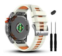 DJDLFA 20 mm compatible con correa de reloj Garmin Fenix 7S 7S Pro 6S 6S Pro 5S 5S Plus, correas de silicona suave para reloj inteligente Approach S70 42 mm/Instinct 2S/Descent Mk2s(Gray/Orange)